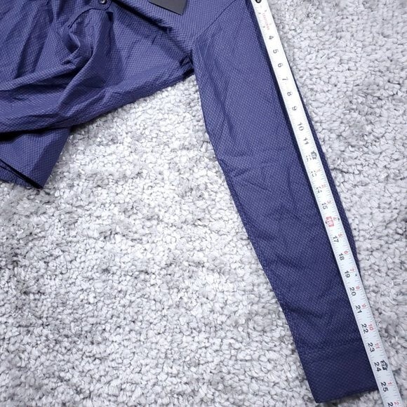 Ted Baker Men's Dobby Geometric Print Shirt Size 1 XS Blue Button Front Dobbie - Picture 7 of 11